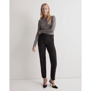 Madewell The Petite Fairbanks Pant True Black Slim,tapered and pintucked NWT P6